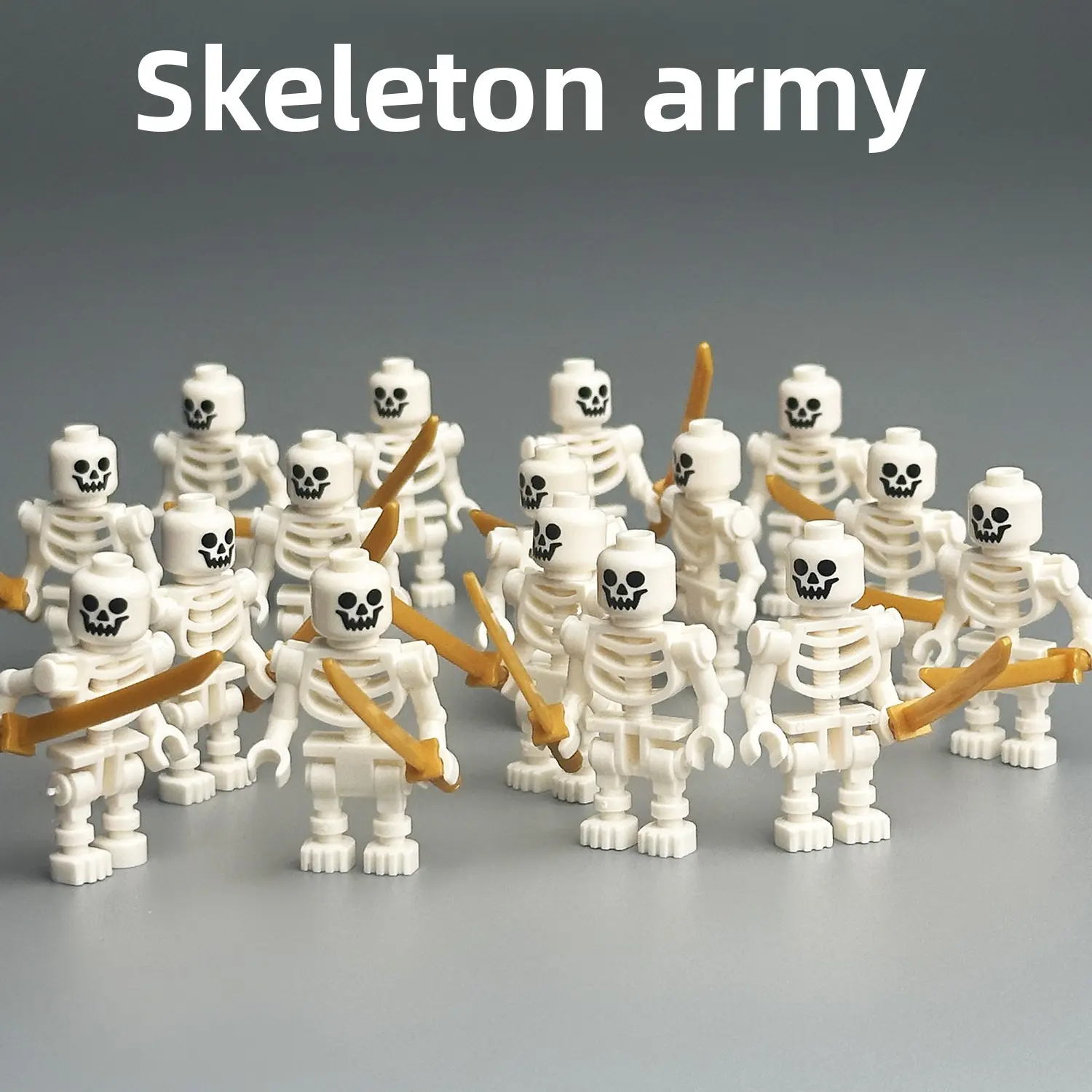 5pcs Skeleton-themed Undead Legion Fantasy Building Block Minifigures, compatible with standard interlocking blocks, educational DIY assembly collection display set