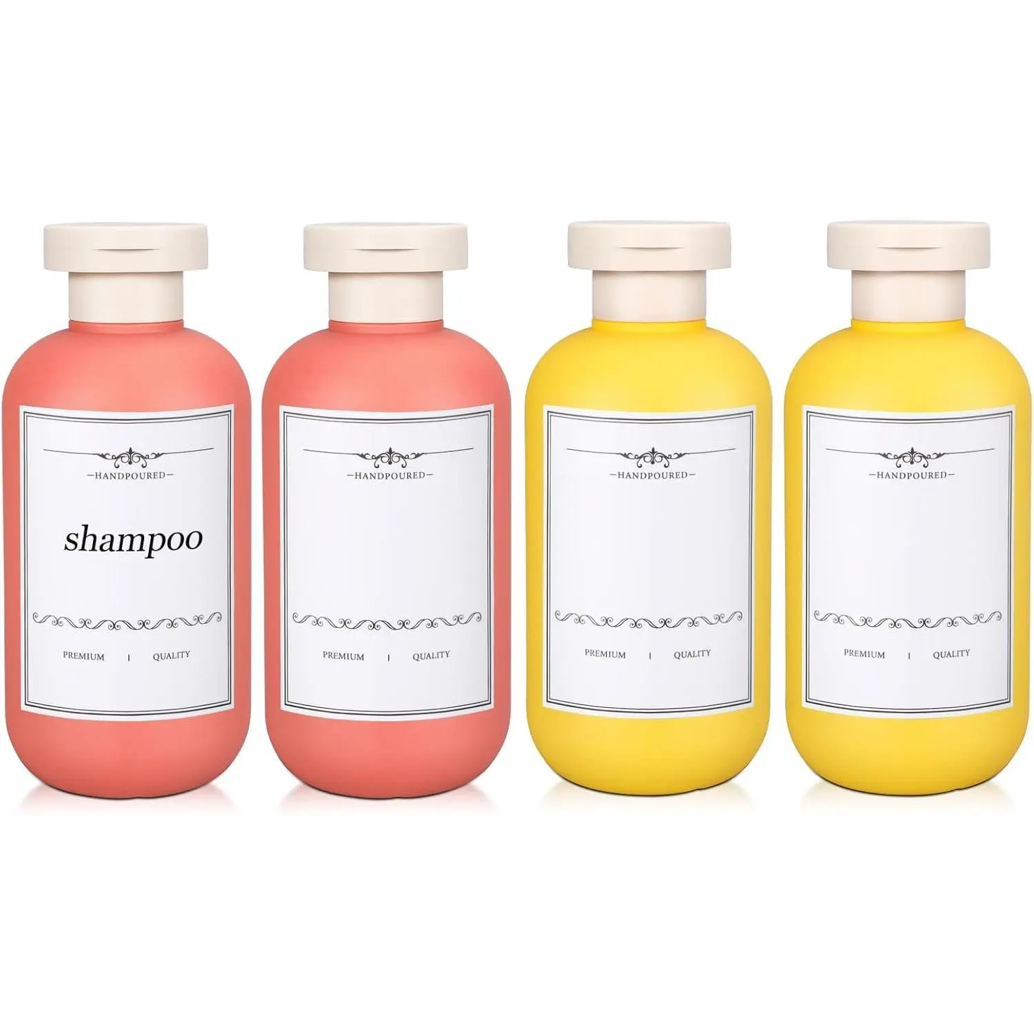 4 PACK 6.8 oz Plastic Travel Shampoo Bottles, Refillable Flip Cap Squeeze Bottles for Toiletries, Large Leakage-proof Travel Shampoo and Conditioner Container