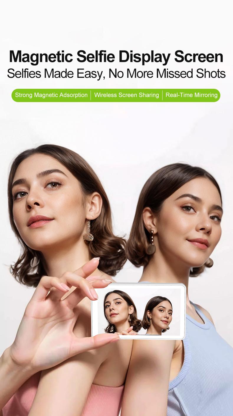 Magnetic Phone Monitor | Real-Time Selfie Screen for Rear Camera Vlogging & Live Streaming