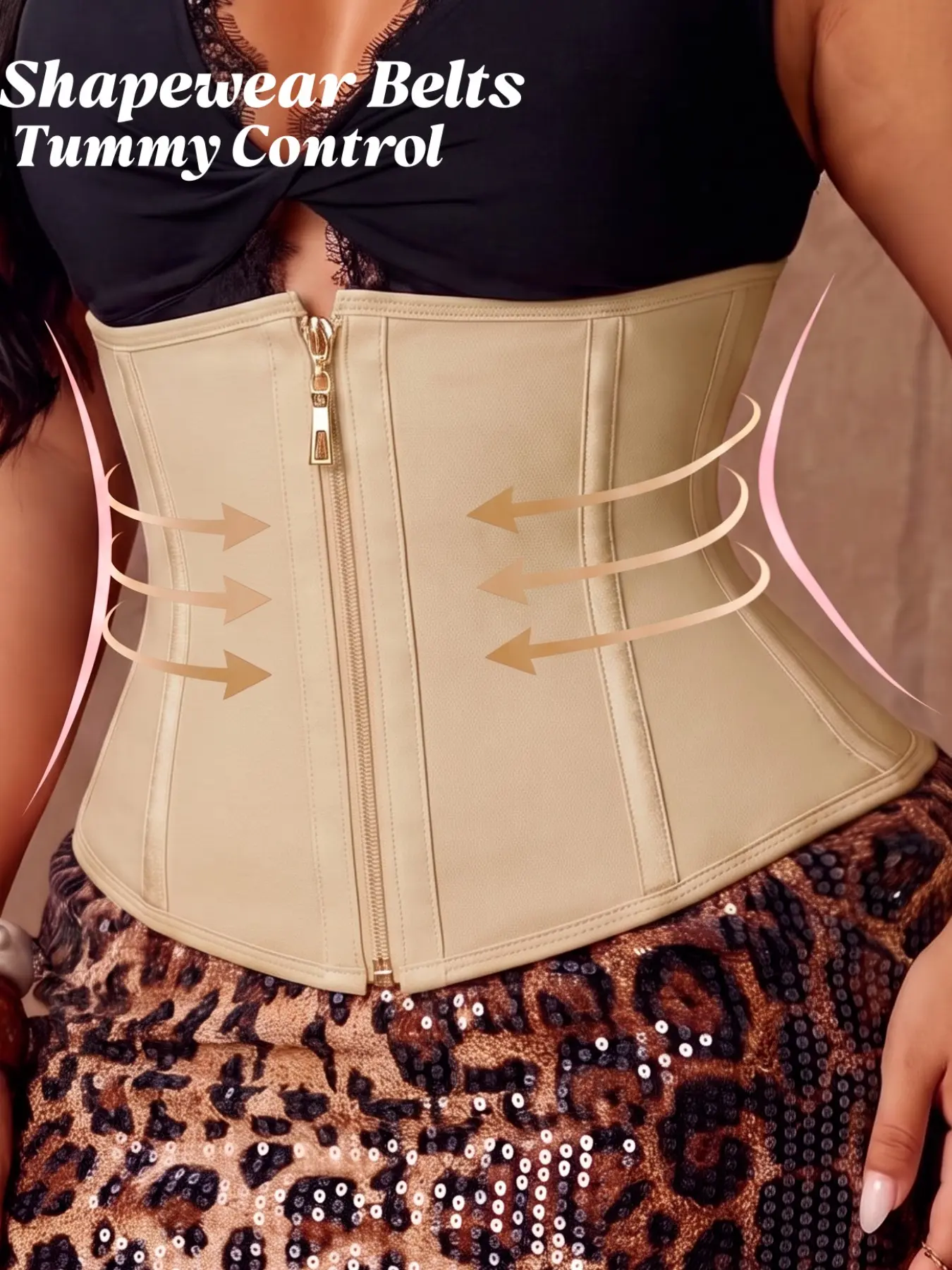 1 Count Women's Smooth Tummy Control Support Girdle, Fajas, Contouring Boned Waist Cincher, High Compression Sturdy Steel Bone Waist Trainer, Double Closure Gold Zipper & Hook Shapewear Belts, Adjustable Fit, Great For Daily Shaping & Breathable Comfort