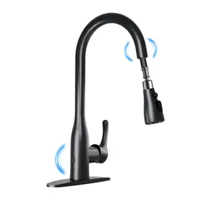 Touchless Kitchen Faucet with Dual Motion Sensors – Pull-Down Sprayer – Water-Saving Stainless Steel Basin Tap – Single Handle, 1 or 3 Hole, Modern for Farmhouse, RV, Laundry, Bar – Matte