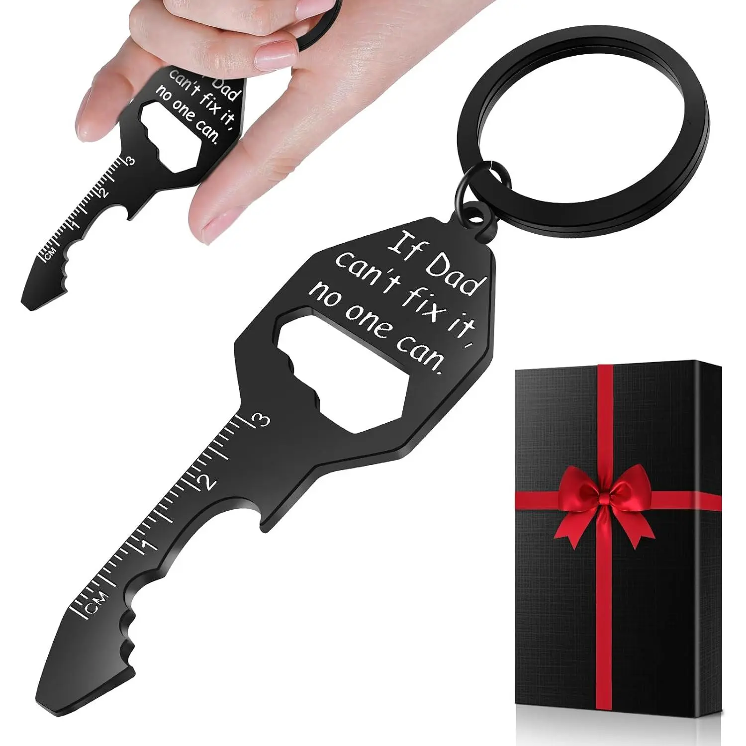 Stainless Steel Multitool - Functional Tool for Dads, Includes 6 Tools, Key-Sized Fit Portable Accessory, Father’s Day Gifts from Daughter/Son, Birthday Christmas Stocking Stuffers for Adult Men