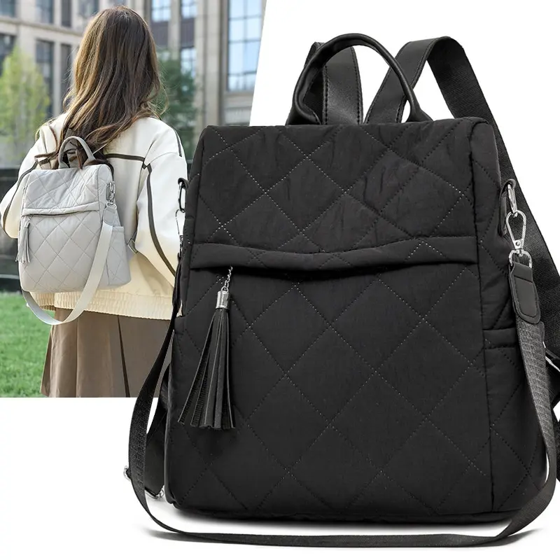 Women's Chic Plaid Convertible Backpack - Large Capacity, Multi-Way Carry Shoulder Crossbody Tote Handbag for Daily Commute, Shopping, Travel