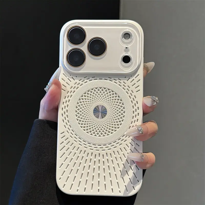 Hollow Magnetic Plastic-Polycarbonate Phone Case - Shockproof, Anti-Drop, Ultra-Thin, Stylish, Cooling Casing for iPhone 13,14,15,16,17 Pro,17 Pro Max | Smartphone, Cellphone Devices Accessories, Handheld, Protection, Customized