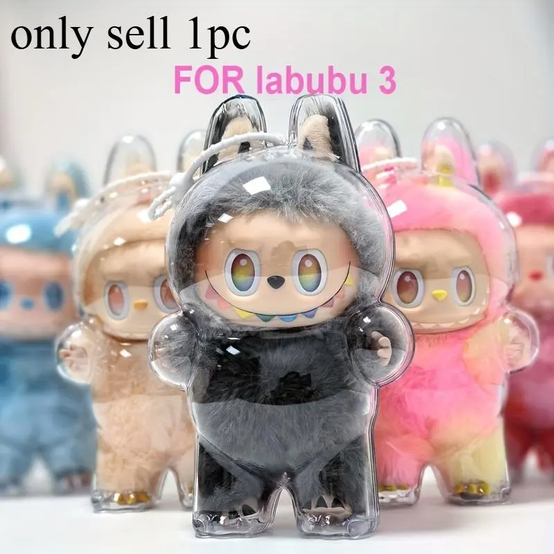 Fits Labubu 3.0 Crystal Vertical Display Case, Front High-Energy Series Acrylic Dust Cover, Single Pack Collectible Toy Storage Protective Shell
