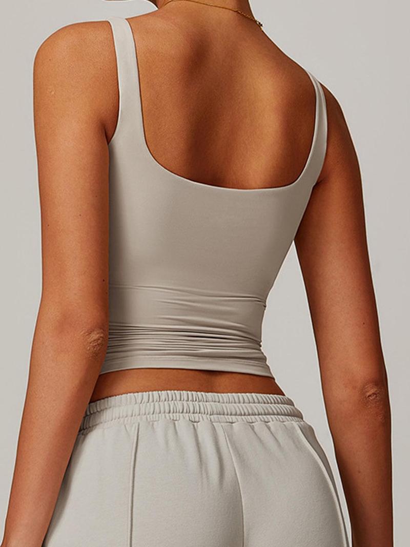 Women's Solid Stretch Sports Bra, Breathable Comfortable Sports Vest with Removable Chest Pad, Ladies Sportswear for Indoor Outdoor Wear