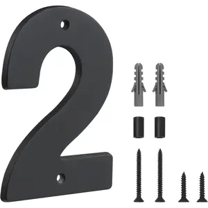 Floating House Number Sign for  - 5 Inch Modern Numerous Easy DIY Installation for  Street (Black, 2)