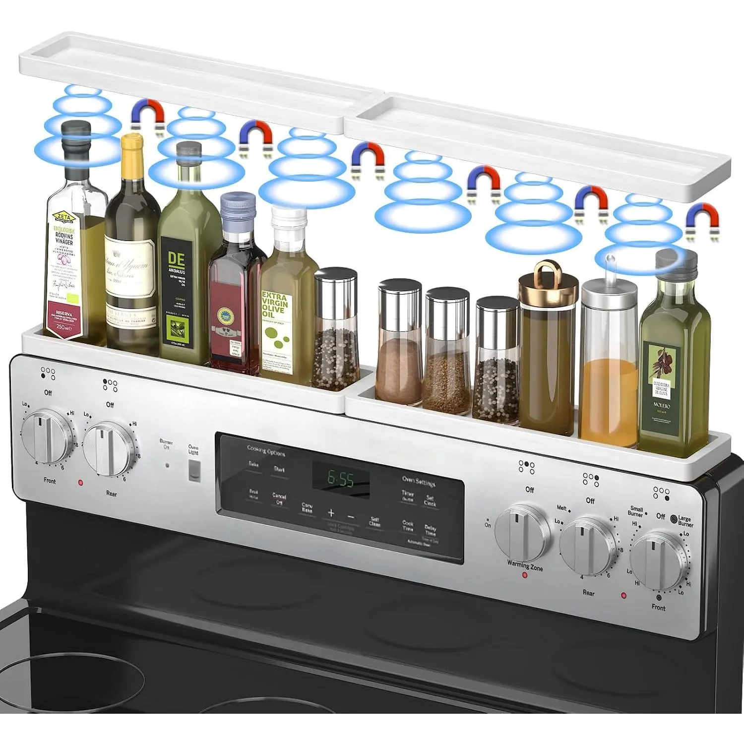 Stove Top Shelf for 30" Stoves, Over Oven Shelf Above with   Rack Organizer, Heat-Resistant, Space-Saving Solution for Kitchen Storage