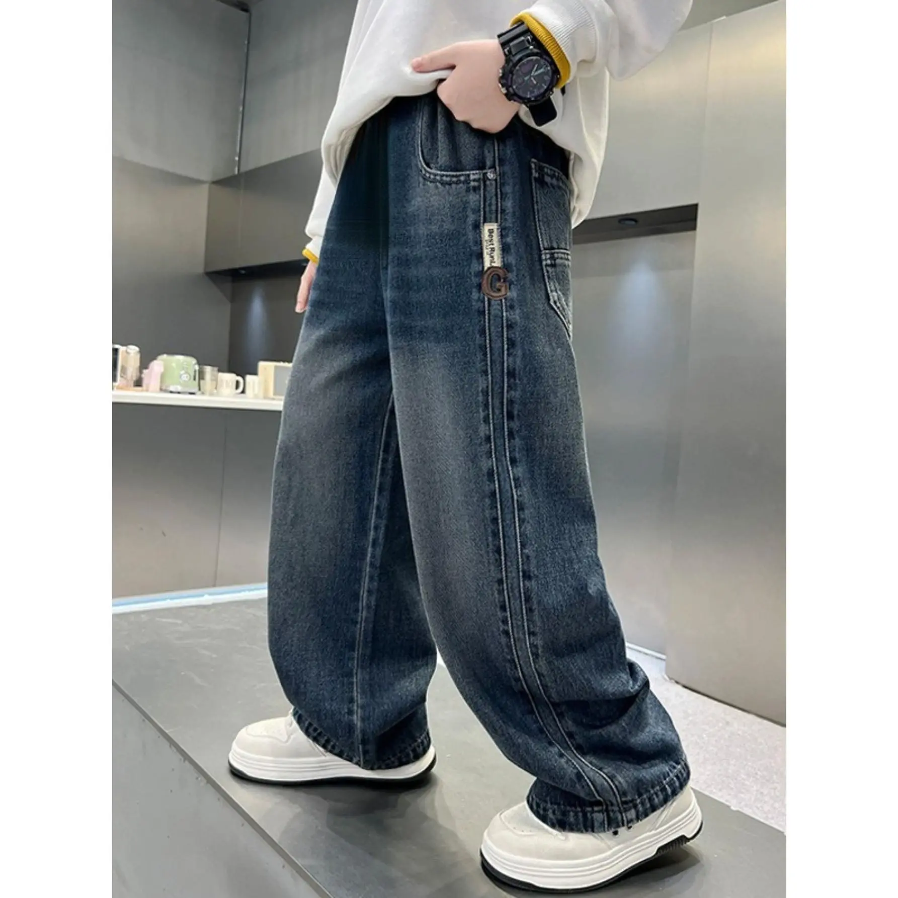 Boys Denim Jeans Spring Fall |     Cool Style Casual Long Pants for Big Boys and Boys, Loose Fit,  Cargo Style, Perfect for Weekend Casual and Everyday Wear (Belt not included)