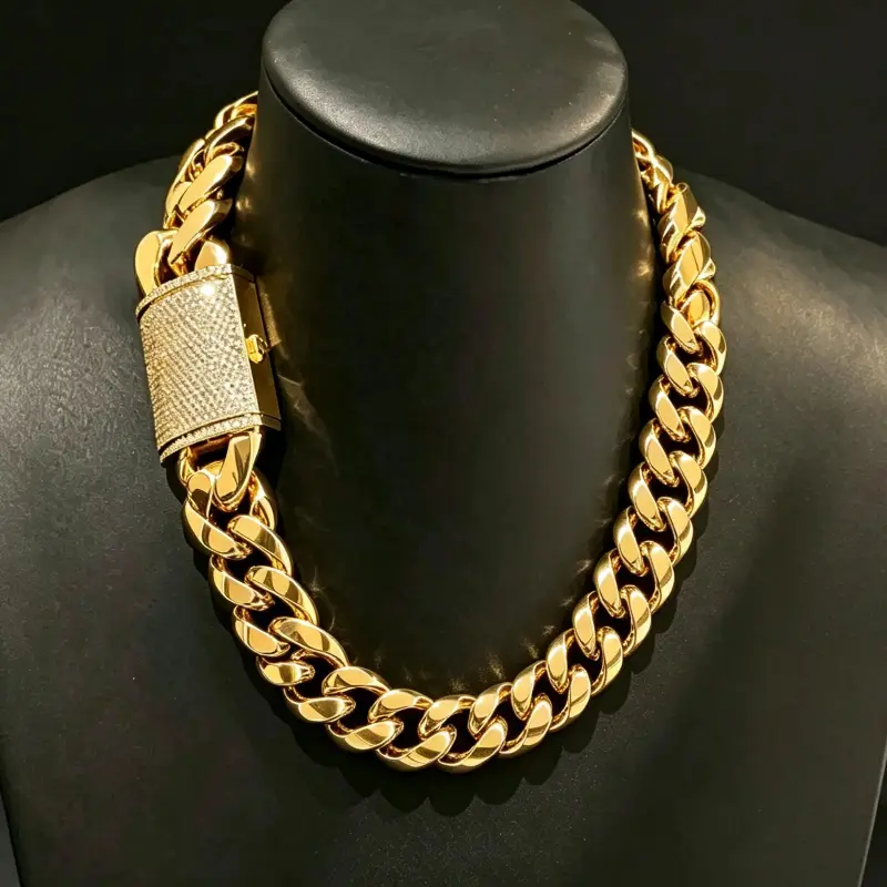 22mm Lab Grown Moissanite Micro-Set Miami Cuban Link Chain Necklace, Hip Hop Rap Style High-Quality Fashion Moissanite Jewelry