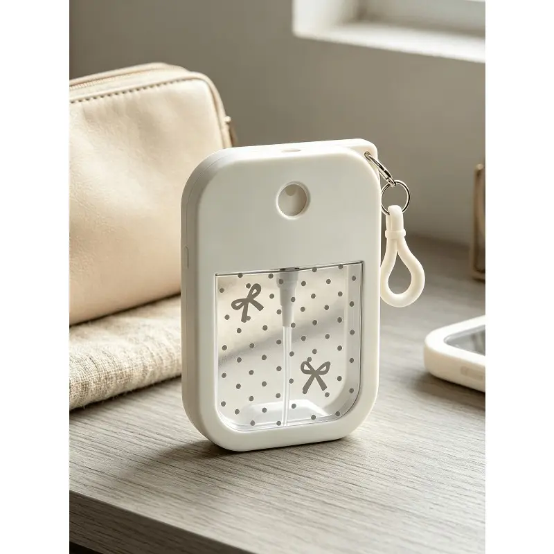 Cute Bow Dot Refillable Spray Bottle, Portable Travel Dispenser, Compact Silicone Case, Mini Sprayer for Concentrated Liquids and Hand Soap