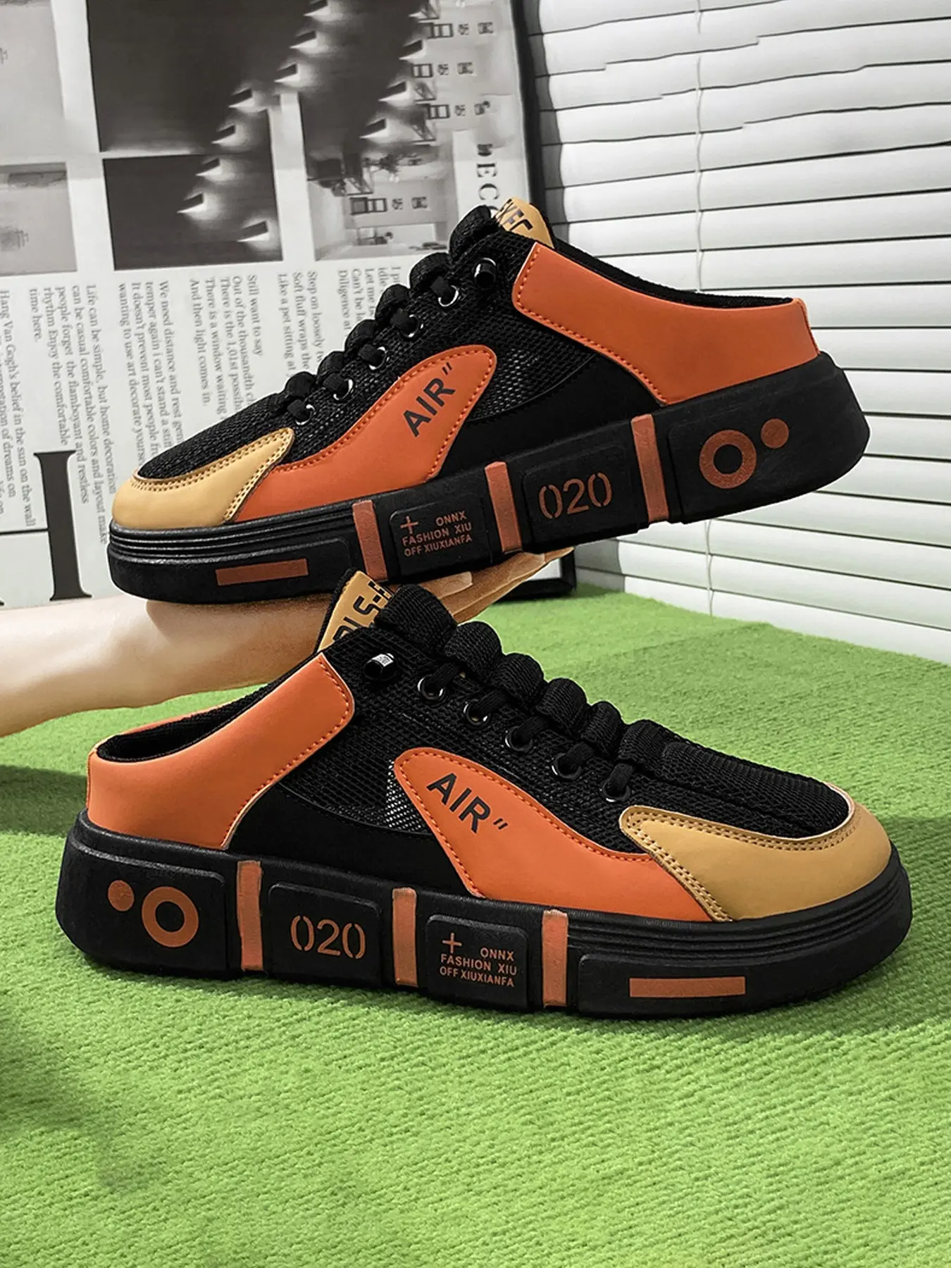 Men's All-Match Backless Mesh Sneakers, Slip-On Thick-Soled Mule Skate Shoes, Breathable Comfortable Footwear for Daily Wear, Commuting & Casual Outings