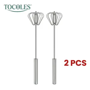 Stainless Steel Push Whisk – Semi-Automatic Hand Push Rotary Egg Beater for Mixing, Whisking, Baking & Cooking – Rust-Resistant Kitchen Tool