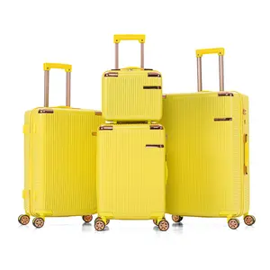 Luggage Sets 4 Piece with Cosmetic Case TSA Lock, Hardside ABS Carry On Suitcase with YKK Zippers Lightweight Rolling Travel Luggage Sets with Spinner Wheels,14+20+24+28 IN, Yelow