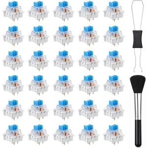 32 count Blue Mechanical Keyboard Switches 3 Pin Clicky Keyboard Switches  Key switches DIY  Kit with  Puller and Brush for Gamers Gaming Keyboards  Accessories