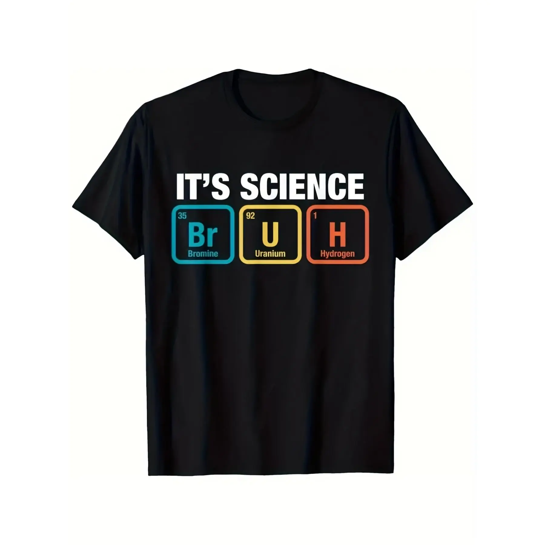 Men's Short Sleeve Funny Chemistry Periodic Table T-Shirt - Menswear Knit Cotton Fabric Retro Science Lab Attire with Element Symbols, Breathable Geek Top for Chemists, Machine Washable Casual