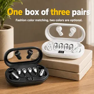 3 Pairs Wireless Earbuds Set, Bluetooth 5.4 Headphones with Mini Invisible Sleep Earbuds, Clip-On Earbuds and Sports Earbuds, Waterproof TWS Earphones with Mic for Sleeping, Running, Gym and Daily Use