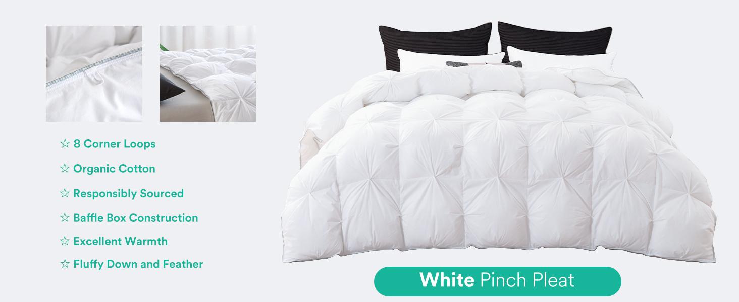 【Three Geese Feather Down Pinch Pleat duvet 】All seasons Five-star hotel quality Fluffy and breathable Goose Down - 100% Cotton Outer, Ethically Sourced Feathers, All-Season Quilt,Machine Washable,weighted blanket,California King-TiktokShopSpringGlowUp