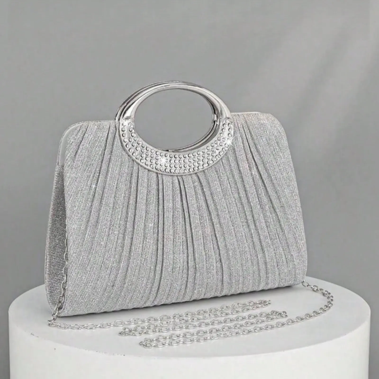 Women's Fashion Sparkling Crystal Rhinestone Evening Shouler Crossbody Purse, Luxury Bridal Clutch , Glittering Rhinestone Studded Formal Dress Purse, Suitable for Gala, Party, Birthday,  Wedding Items