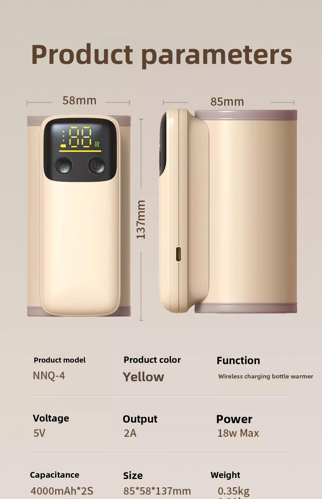 Baby bottle insulation cover with battery storage, portable for outdoor use, waterless heating, wireless constant temperature, rechargeable milk warmer