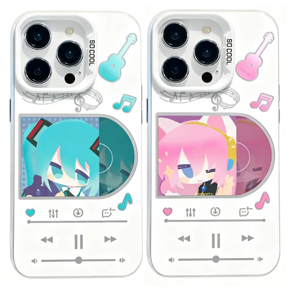 Viral Vocaloid Hatsune Miku & Luka Music Player Couple Casing - Protective iPhone Accessory for Various iPhones Including 15, 17 Air, 16 Pro Max, 14 Plus, 13, 12, 11 Devices, Accessories, Iphone 15