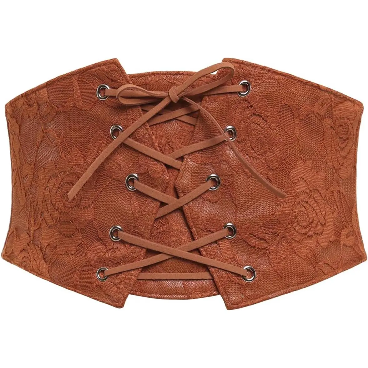 Womens Lace-up Corset  Belt Elastic Stretch Wide Band Waspie Underbust Cincher Belt