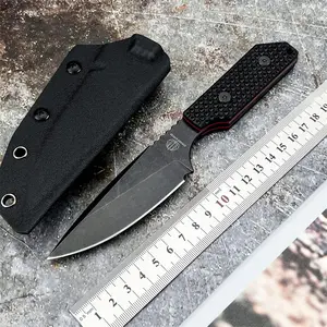 Practical tactical small straight knife. The stone-washed D2 blade is sturdy and wear-resistant. The honeycomb-shaped G10 anti-slip handle and custom hard K sheath make it suitable for outdoor hiking, camping, and daily EDC carry.
