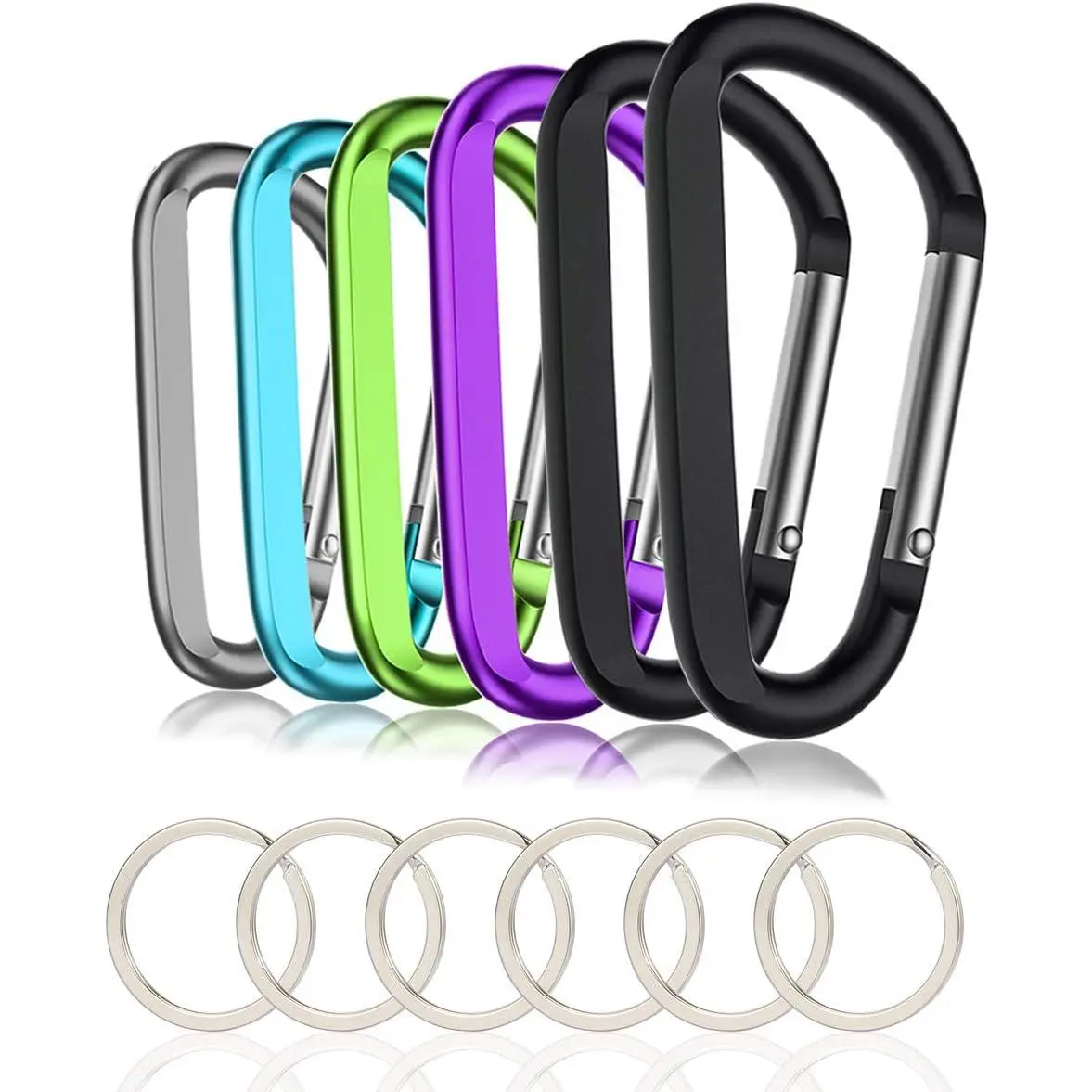 12 Pcs Large Aluminum D-Ring Carabiner Clips, 3" Size with Keyring Keychain Hooks for Home Supplies, Festive & Party Supplies, Party Bags & Gifts