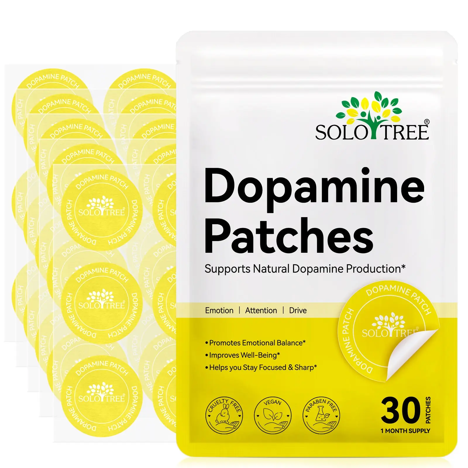 Solotree Dopamine Skin Care Patches 30pcs, Lightweight and Breathable, Ideal for Daily Use, Enhance Your Skincare Routine