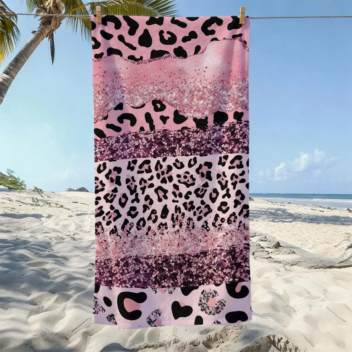 Ultra-Fine Fiber Beach Towel, Lightweight Quick-Dry Sand-Resistant, Leopard Print Design, Ideal for Pool, Beach, Travel, Camping, Quick Drying Towels