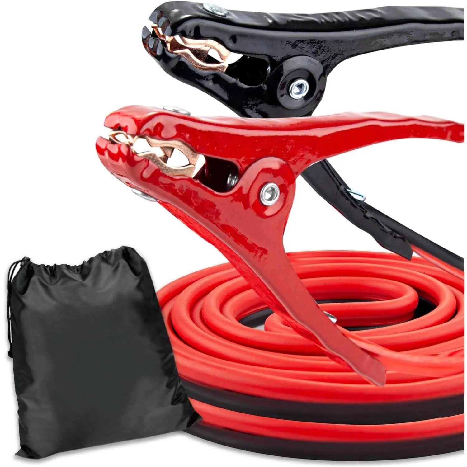 10 Gauge 12 ft Jumper Cables for Compact  with Carry Bag | Rubber-Insulated Safe-Grip Clamps, High-Density CCA Core, Cold-Resistant TPR Jacket