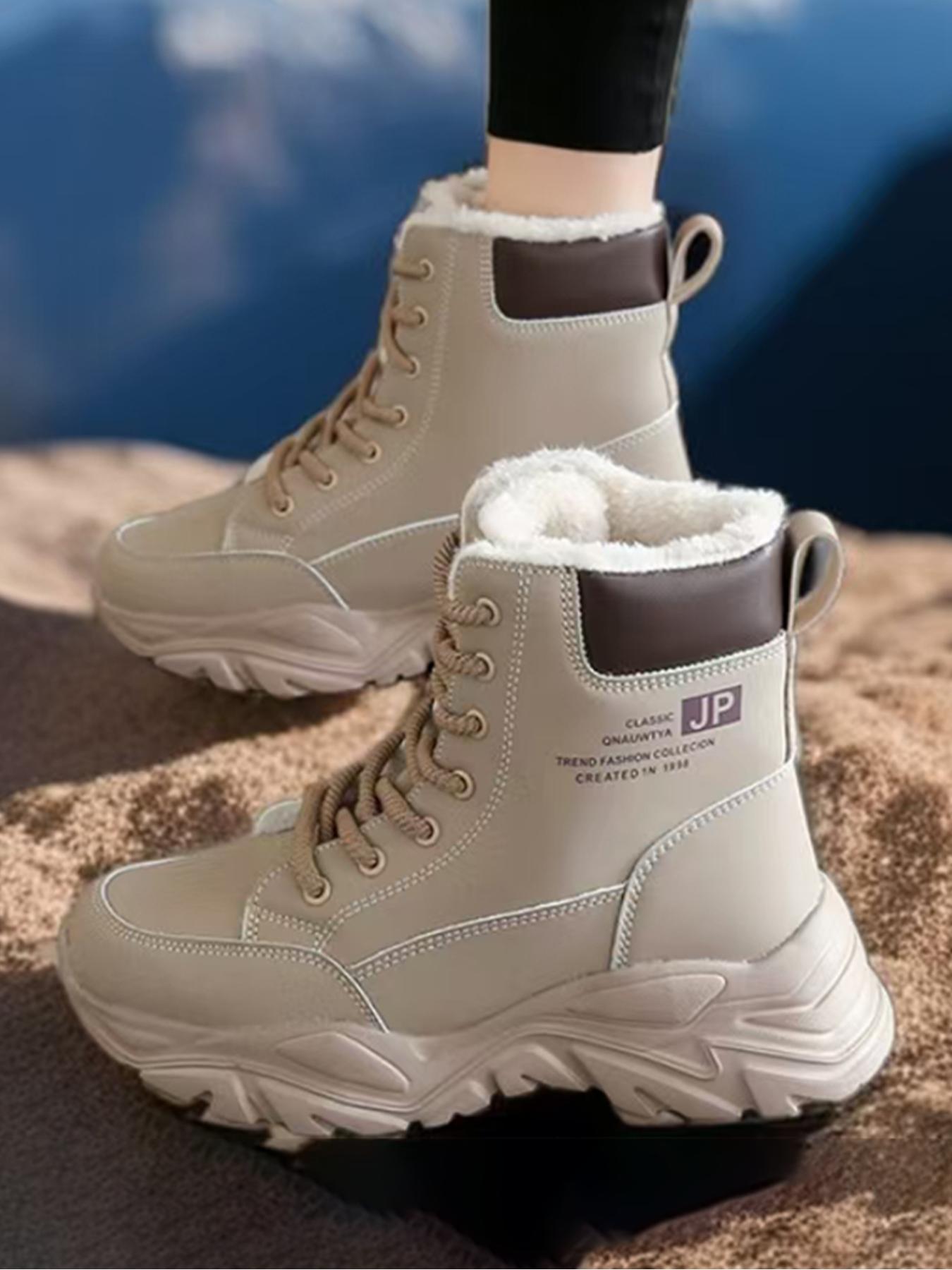 Women's High Top Snow Boots, Warm Cotton Shoes for Autumn & Winter, Anti-Slip Waterproof Outdoor Boots, Slip Resistant Boots, Ideal for Daily Wear & Sports