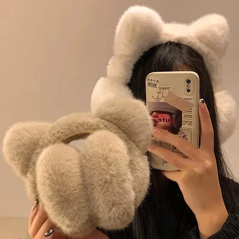 2026 New Cute Cat Plush Earmuffs, Windproof Winter Warm Retractable Foldable Ear Warmers, Cozy Soft Ear Covers for Women and Girls Cold‑Weather Daily Accessory