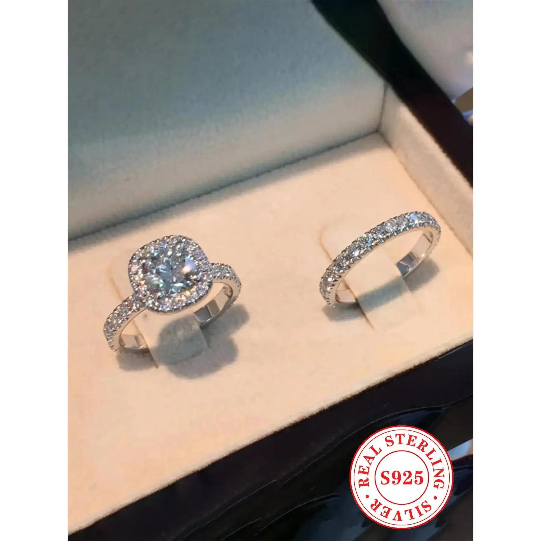 S925 Sterling Silver Ring, Gifts for Girlfriend, Engagement Ring for Women, Pave Engagement Ring, Engagement Ring Set, All-match Jewelry for Birthday Gift, Valentine's Day, Fashion Engagement Rings, Elegant Fashion Rings