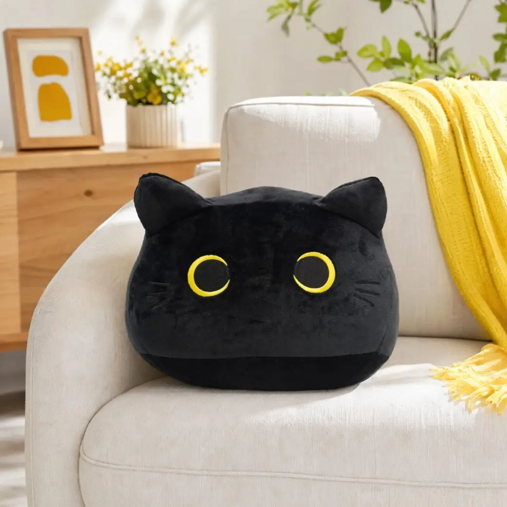 Cute Plush Cat Pillow Stuffed Toy, Soft Kitty Cushion with Tail, Multiple Sizes 8cm-55cm, Perfect Gift, Lap Pad, Backrest