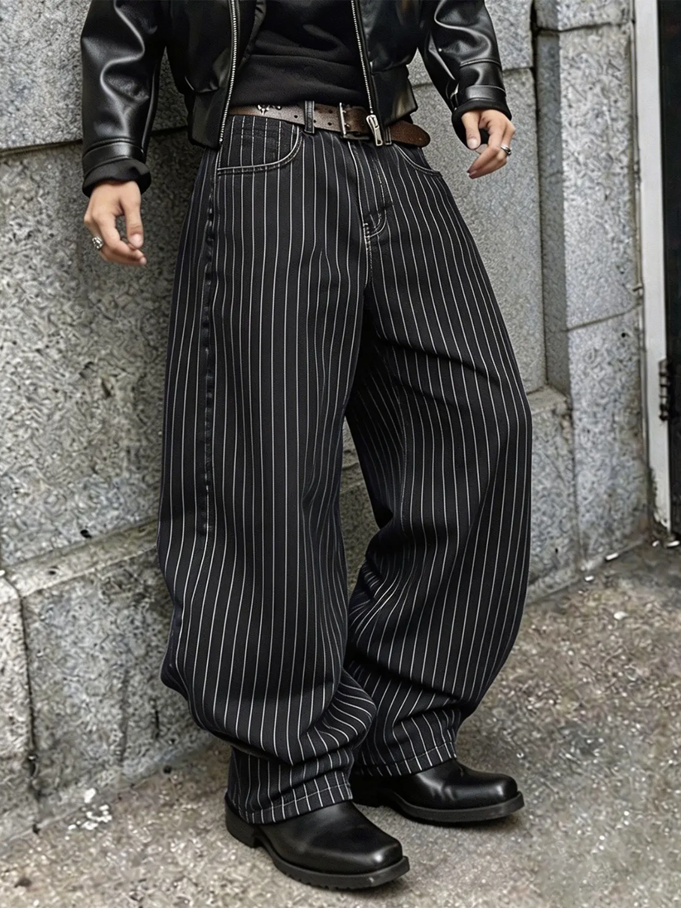 Summer Lightweight Thin Non-Denim Men's Striped Wide Leg Pants, All Purpose Pants, Loose Fit Casual Trousers, Comfortable Vintage Style, Suitable for Spring, Summer & Autumn, Streetwear & Daily Wear, Casual Loose Comfy