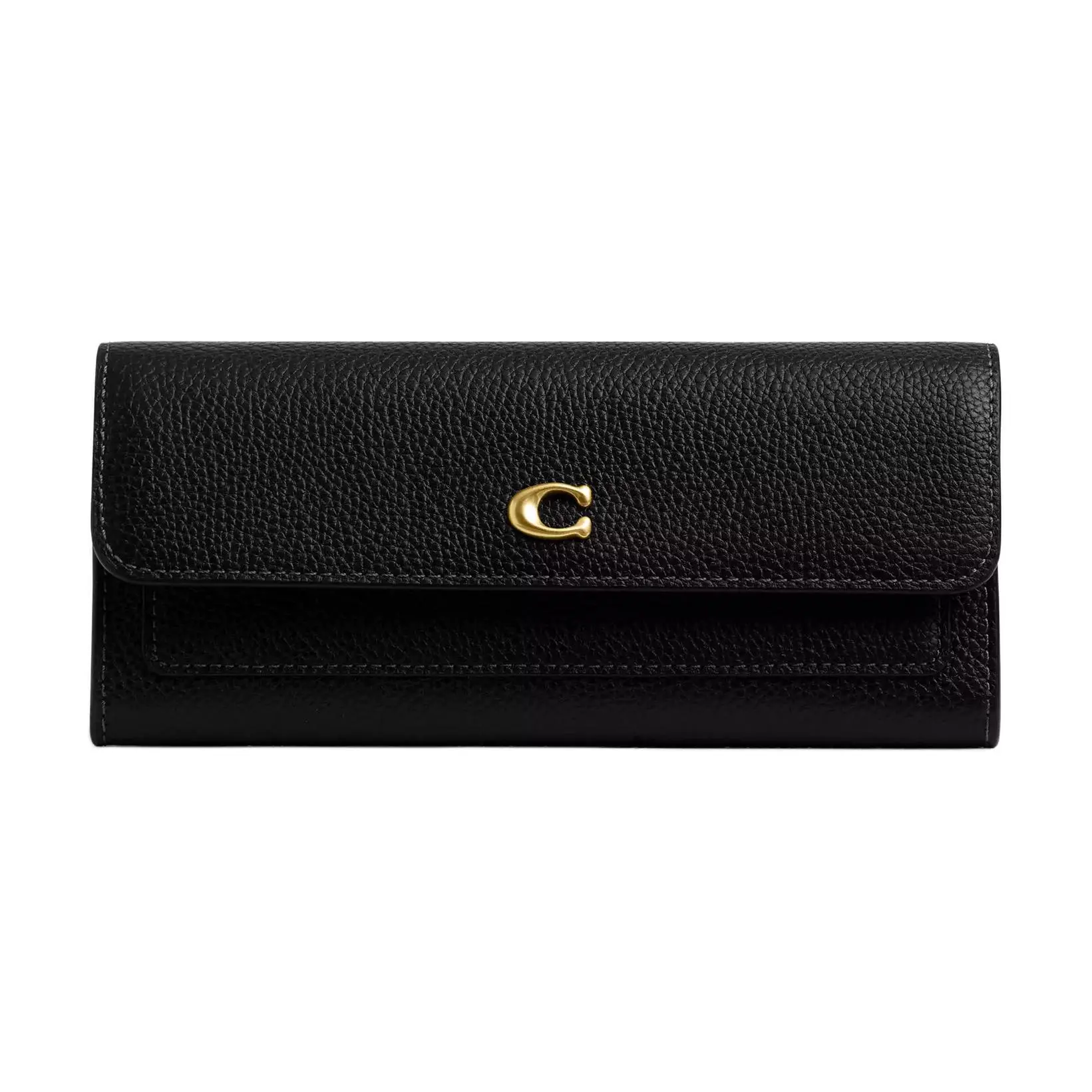 Coach Mira 19 Long Classic Logo Leather Wallet for Women, Black