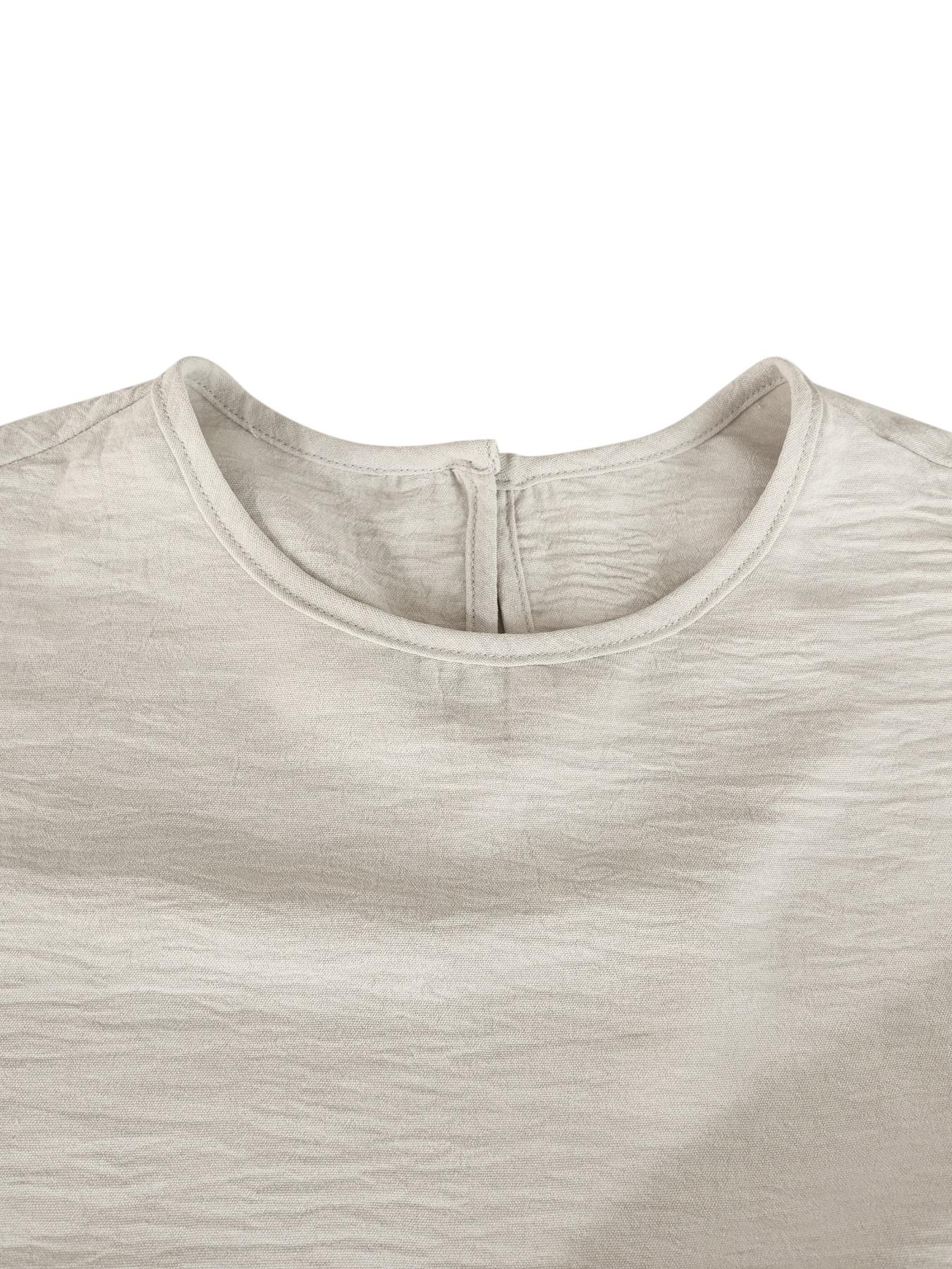 Women's Solid Color Fitted Top & Wide Leg Pants Two-piece Set, Casual Round Neck Top & Drawstring Waist Trousers for Summer, Ladies Clothes for Daily Wear, Womenswear