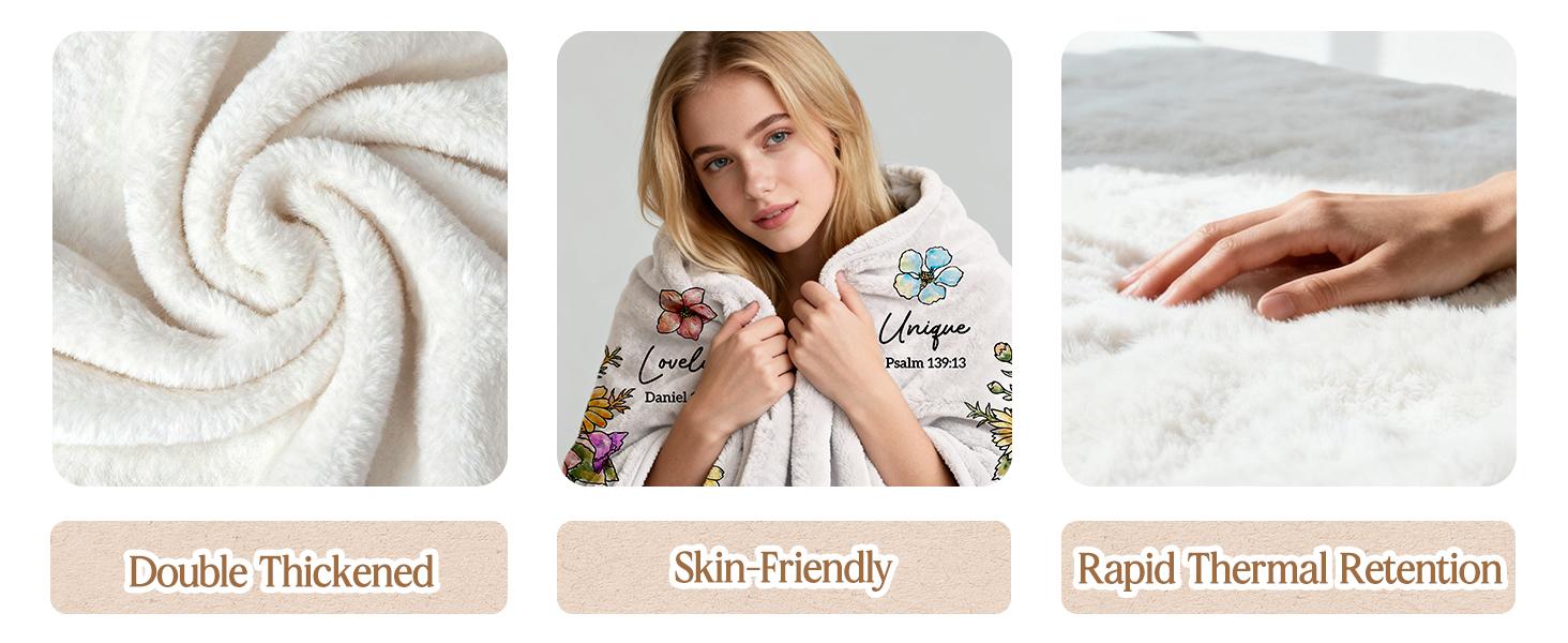 Christian Blanket with Flowers, Christian Gifts for Women, Birthday Gifts for Women, Spiritual Baptism Religious Gifts for Sister, Mom, Daughter, Teen Girls, Bestie, Soft Throw Blankets