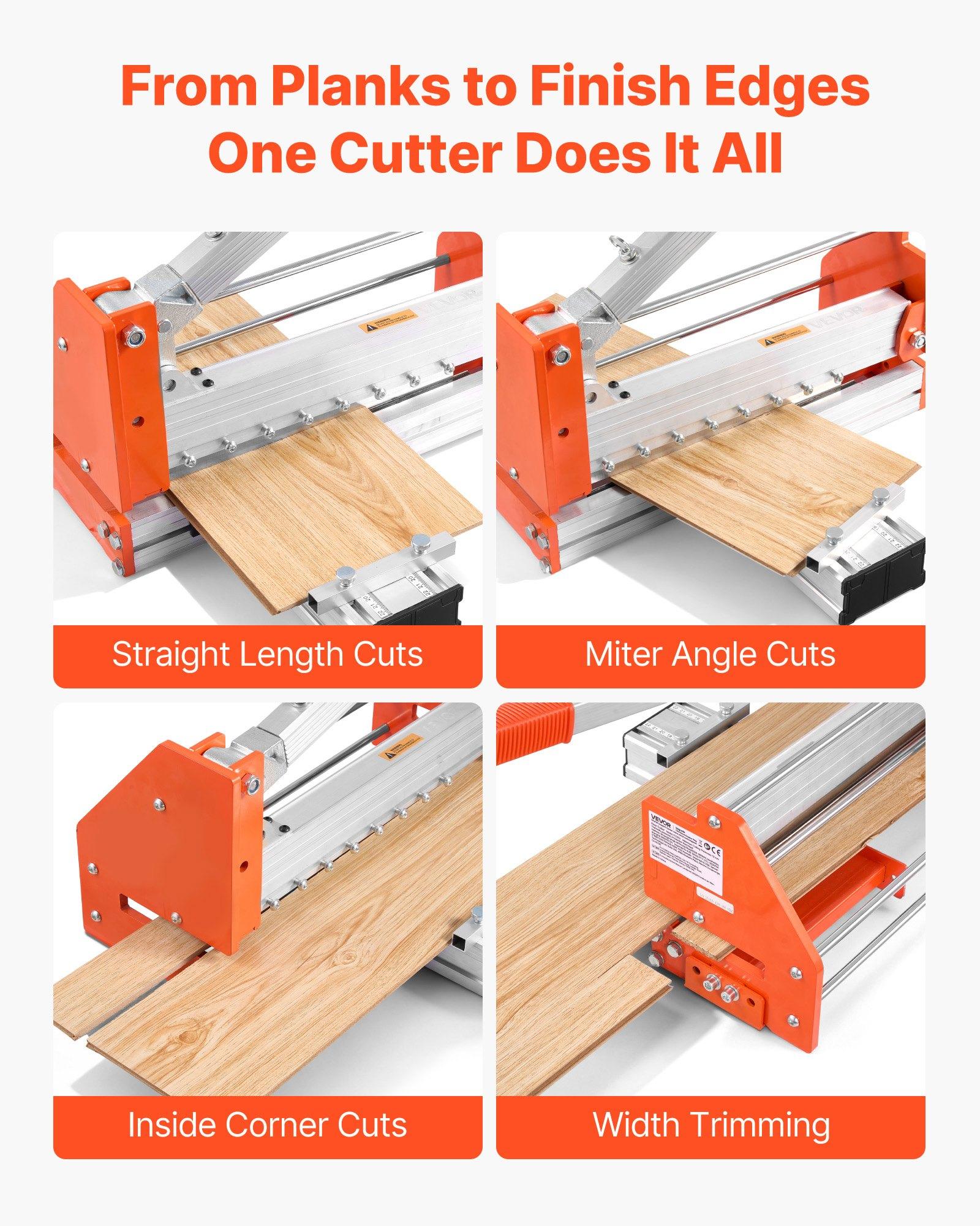 VEVOR 12 inch Vinyl Floor Cutter, 12mm Thick Laminate Flooring Cutter with Upgraded Labor-Saving Aluminum-Alloy Lever, Telescoping Support Plate, Cuts Certain Engineered Wood, LVT, VCT, SPC, LVP, WPC