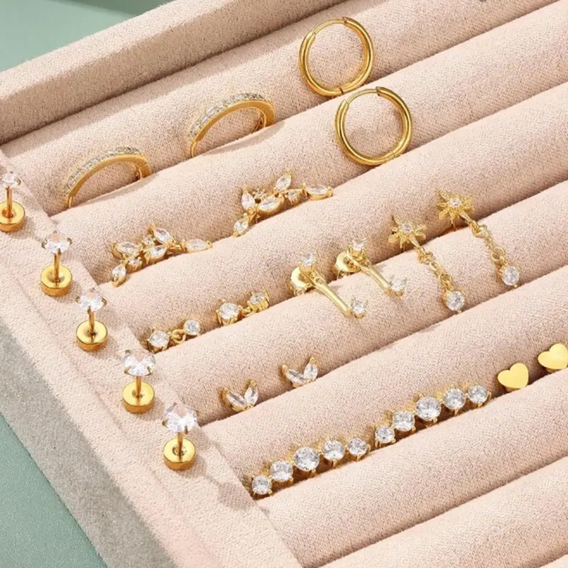 12-Pairs Hypoallergenic Flat Back Earrings-Cartilage Earrings Shiny ...