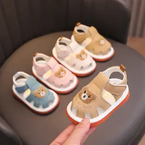 Infant Baby Boys Girls Summer Sandals Cute Bear Pattern Soft Sole Shoes Non-Slip Newborn Outdoor First Walking Shoes for 0-15M