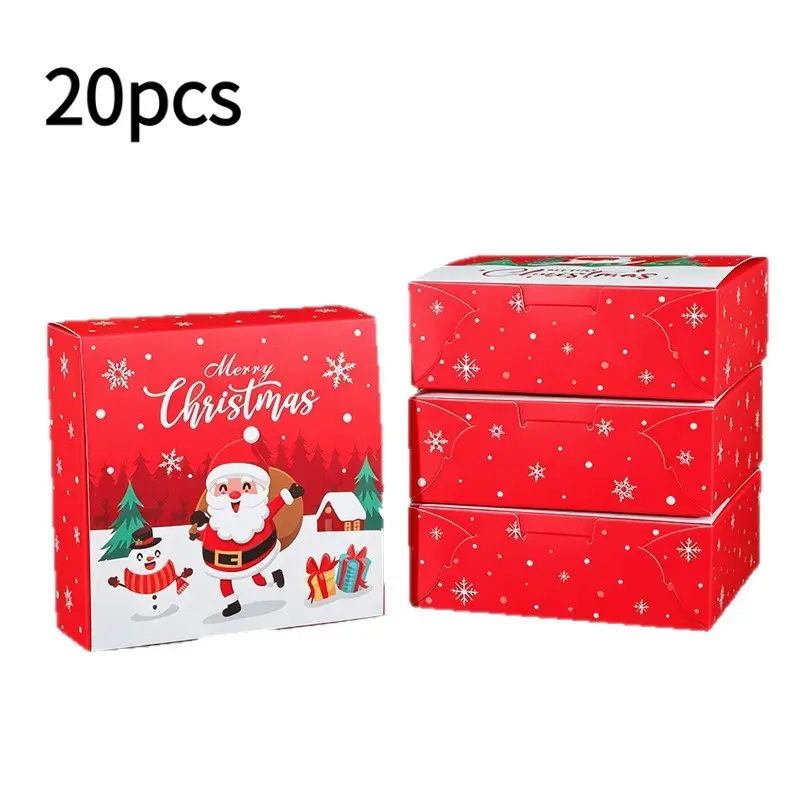 20-Piece Christmas Packaging Box, Holiday Gift Box, Creative Christmas Baking Candy And Cookie Box With Integrated Folding Design