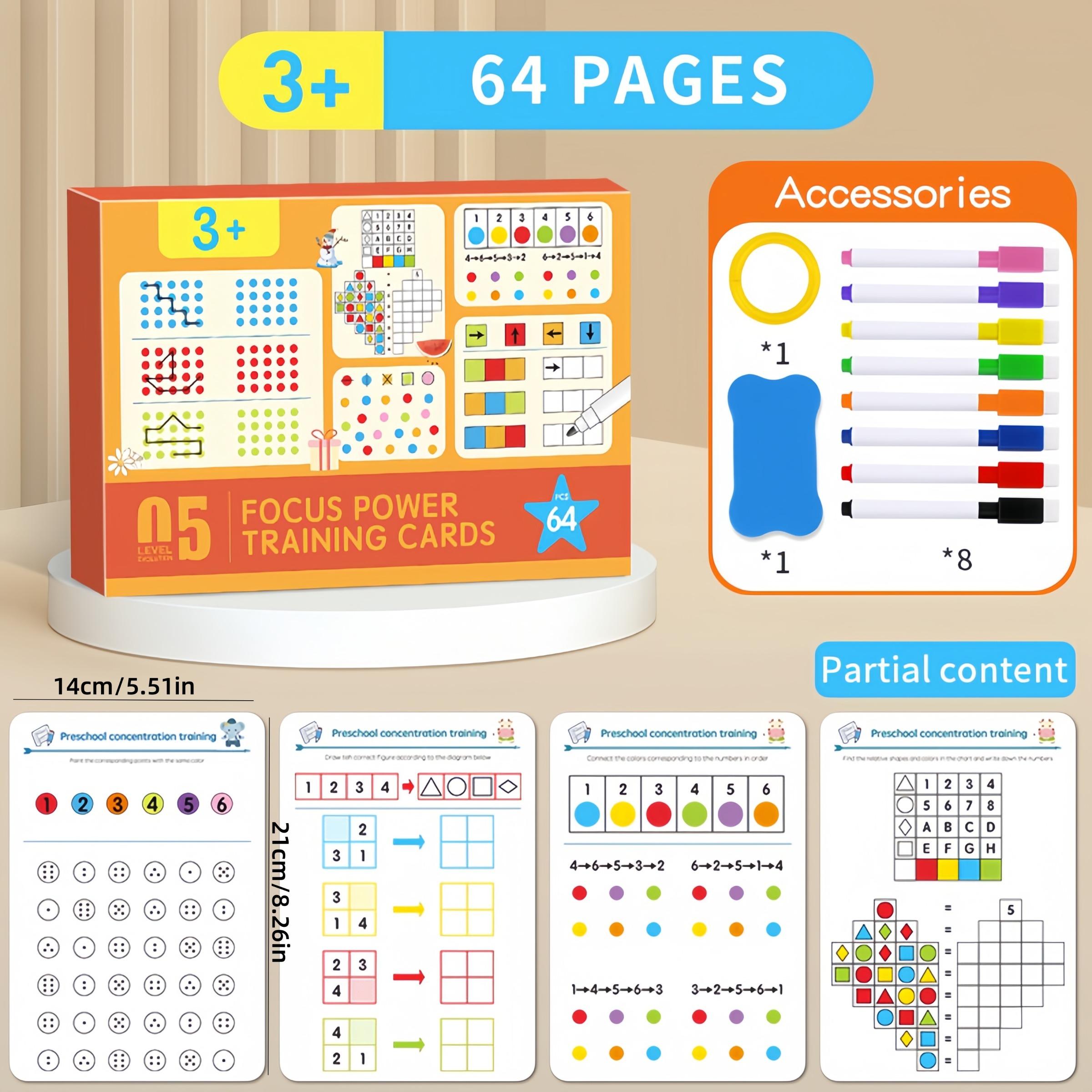 Focus Training Children Reusable Writing Practice Book, Basic Handwriting Workbook for Kids, Tracing Preschool Books, Easy Erasable Textbook for Learning and Development