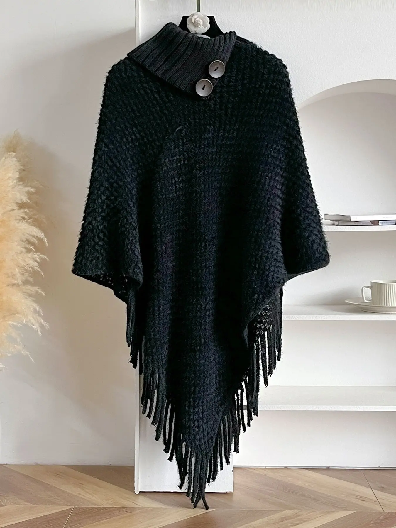 Women's Button Shawl Cape Scarf, Soft Comfortable Fabric, Fashion Layering and Warmth, Multi-Functional Design, All Seasons