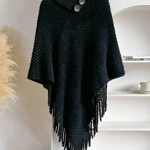 Women's Button Shawl Cape Scarf, Soft Comfortable Fabric, Fashion Layering and Warmth, Multi-Functional Design, All Seasons, Polyester Shawl