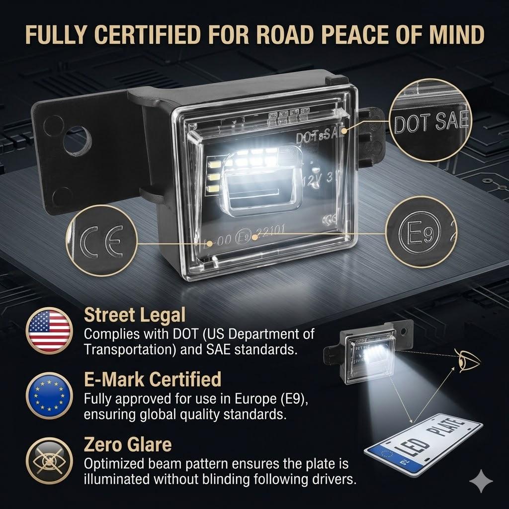 LED License Plate Light Assembly for 2014-2022 Chevy Silverado GMC Sierra 1500 2500HD 3500HD 2015-2022 Colorado Canyon 2Pcs 6000K Diamond White Rear Tag Lamps IP67 Waterproof Plug and Play