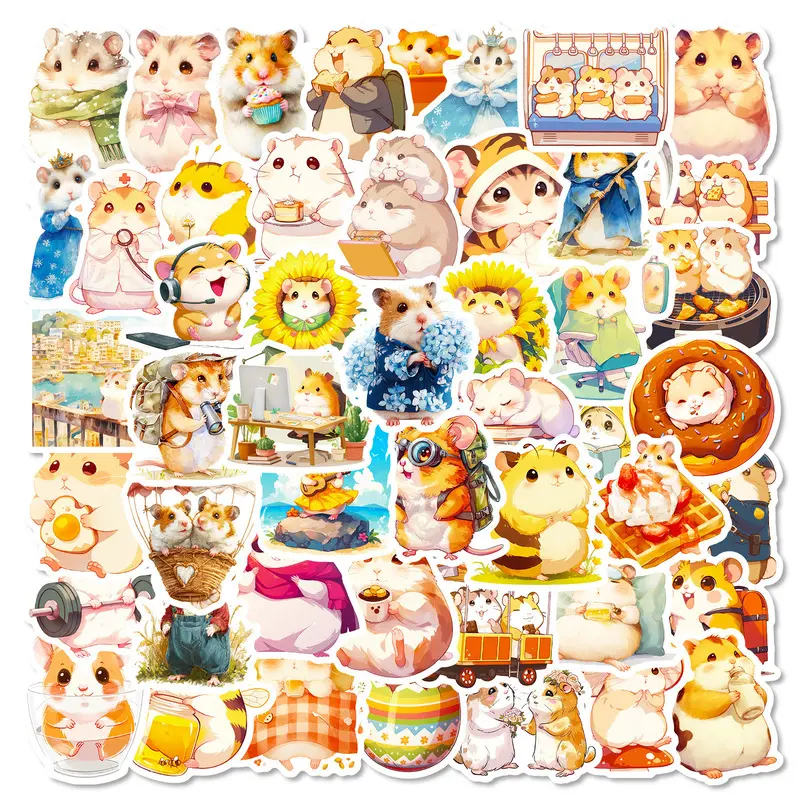 56 cute cartoon hamster doodle stickers for decorating notebooks and diaries
