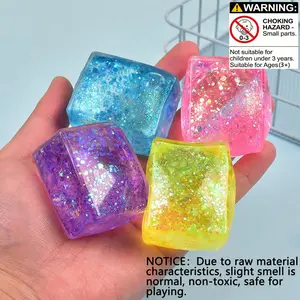 4pcs Aurora Malt Sugar Ice Cubes, Realistic Cube Tofu, Slow Bounce Squeeze Toy, Stress Relief, Party Gift, Daily Use