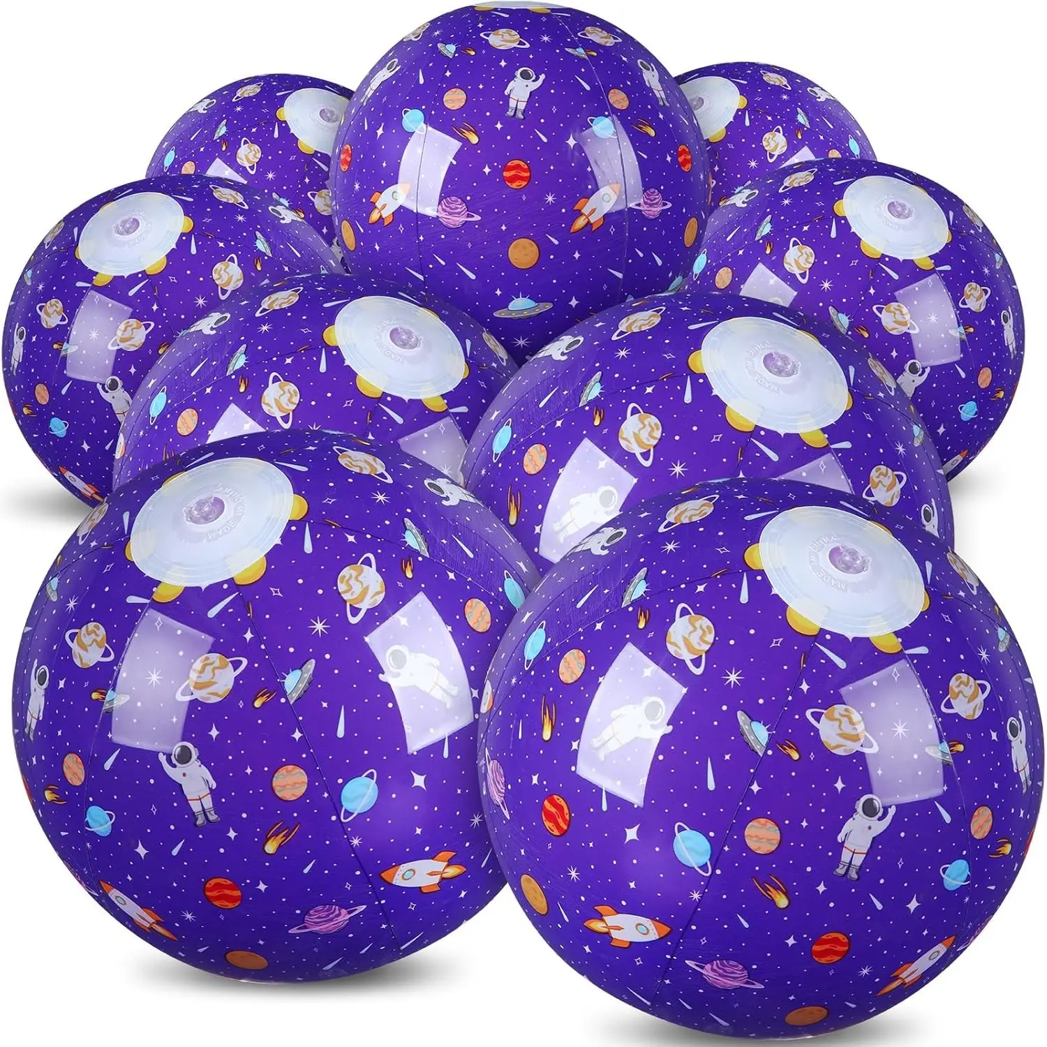 12 Pack Outer Space Themed Beach Balls for Kids - 7.87" Bulk Summer Pool & Beach Game Gifts, Birthday Party Supplies, End of Year Class Party Decorations Favors